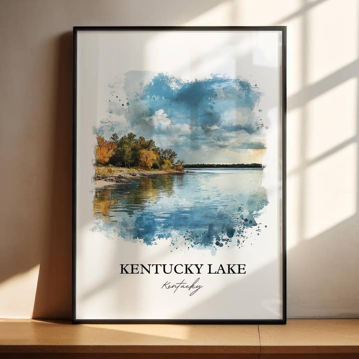 Art mural du lac Kentucky, impression de Grand Rivers KY, art aquarelle du Kentucky, cadeau du lac Kentucky, impression de voyage, affiche de voyage, cadeau de pendaison de crémaillère pour la vente par Premium Travel Art
