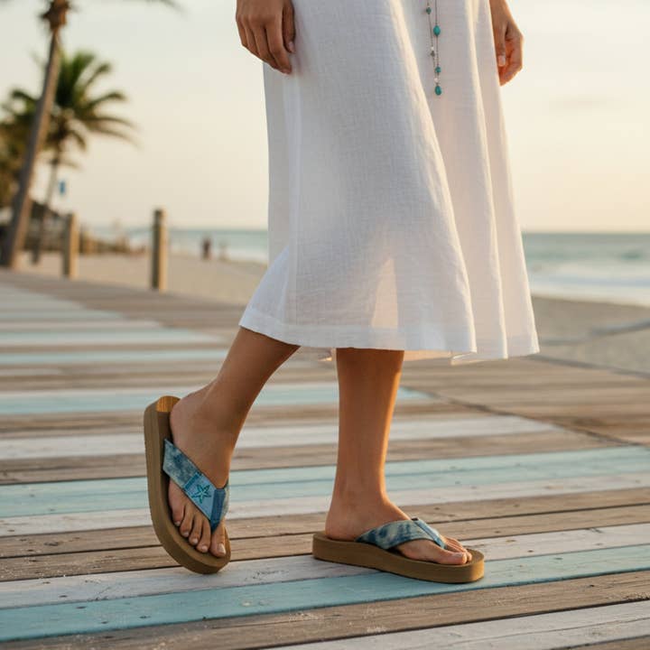 Tidewater Sandals - Wholesale Flip Flops - Women's - Denim Starfish2
