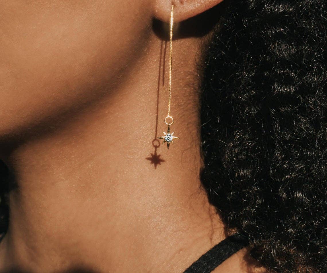 A Worthy Brand - Wholesale Dangle Earrings - North Star Earrings - Gold Filled Ear Threader3