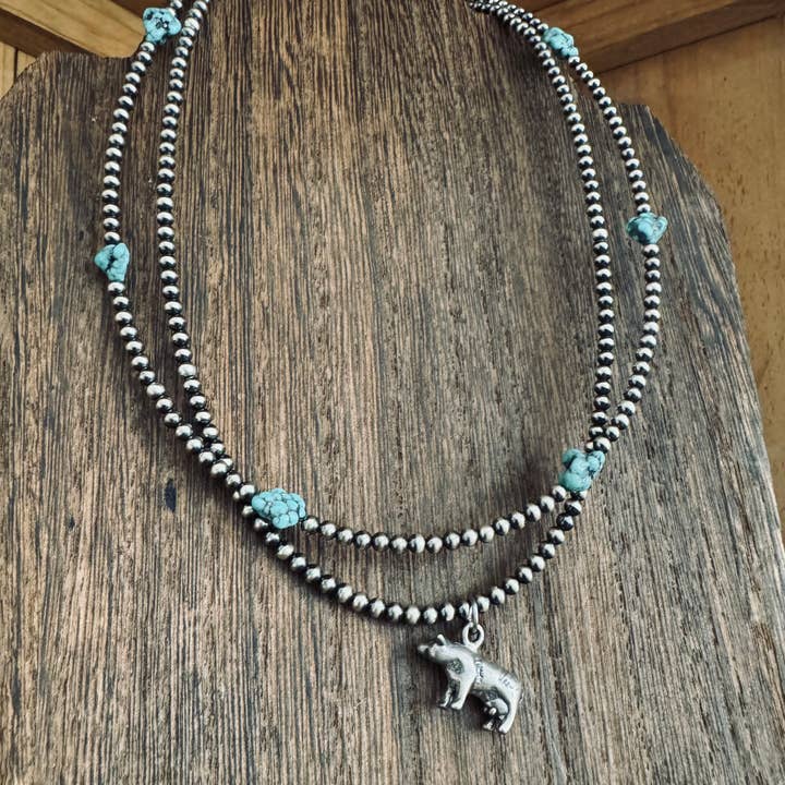 Wild Hancock Creations - Wholesale Choker/Collar - Navajo Pearl Choker With Turquoise/ Genuine Turquoise3