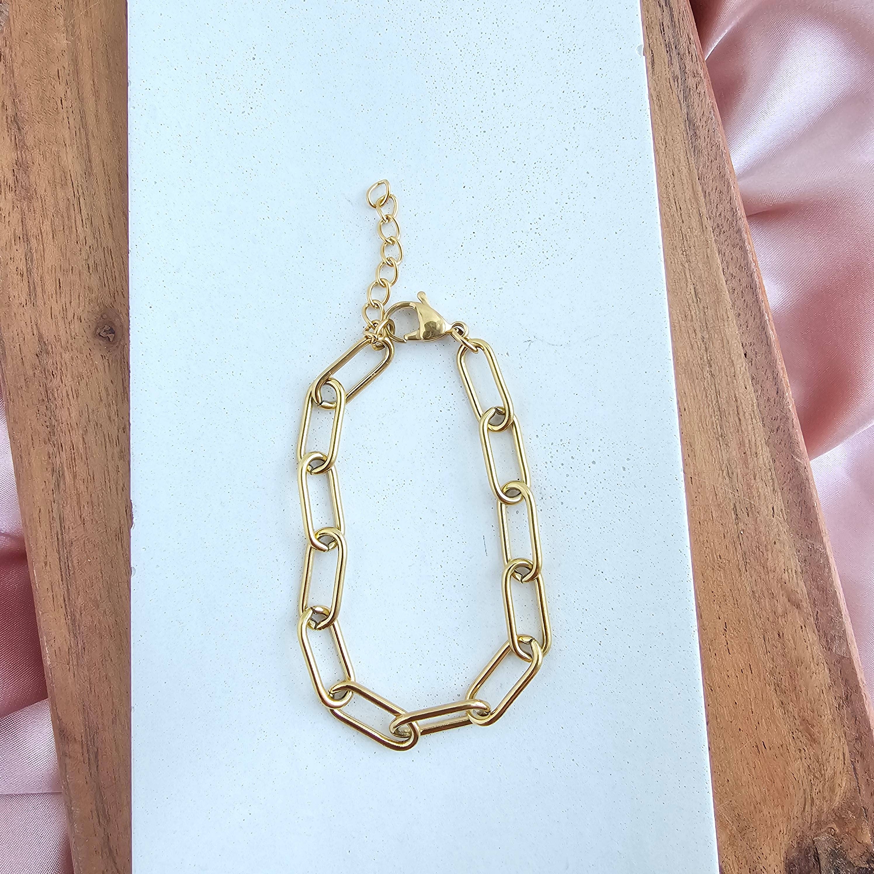 Spiffy & Splendid – Großhandel Glieder- & Kettenarmband – Luxuriöses, goldfarbenes, klobiges Büroklammer-Armband5