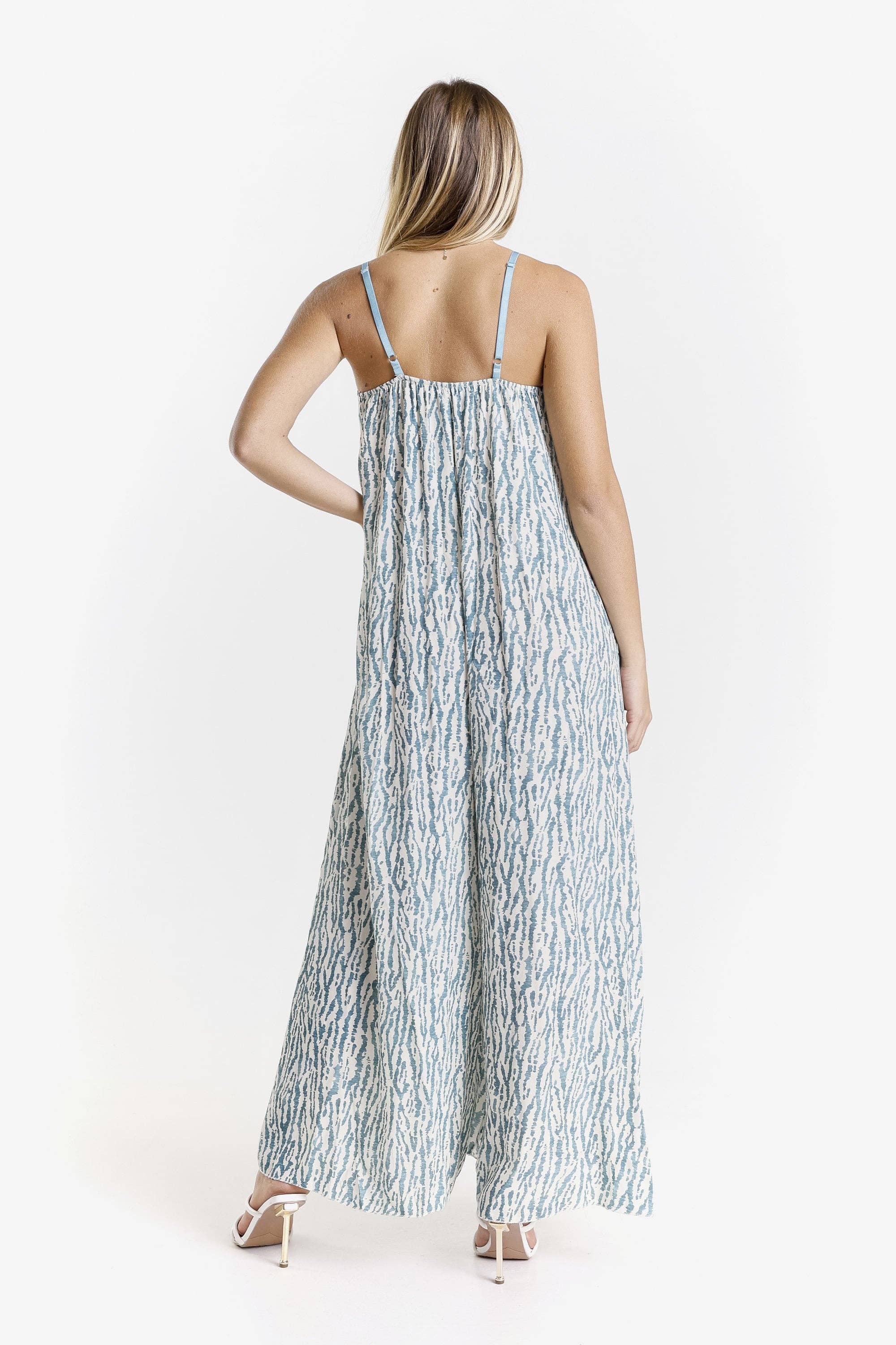 TINA Stephens Italy/Tees By Tina – Macacão - Mulher por atacado – Macacão Selena Rain com Estampa e Acabamento em Cetim (DT226R)7