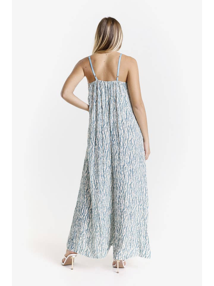 TINA Stephens Italy/Tees By Tina – Macacão - Mulher por atacado – Macacão Selena Rain com Estampa e Acabamento em Cetim (DT226R)7