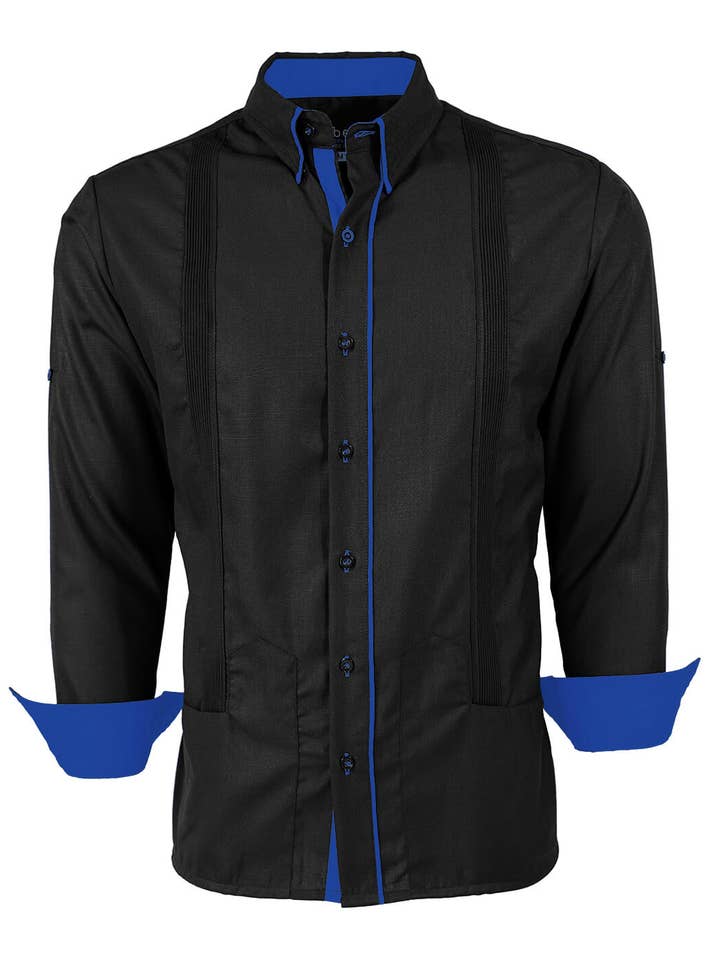 Y.A.Bera Clothing Modern Guayaberas - Wholesale Button Down Shirt - Men's - Couture Black Clásico Norteña Guayabera11