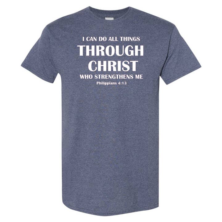Love Ann Joy Apparel, LLC - Vendita all'ingrosso Maglietta serigrafata - Uomo - Maglietta cristiana I can do all things through Christ9