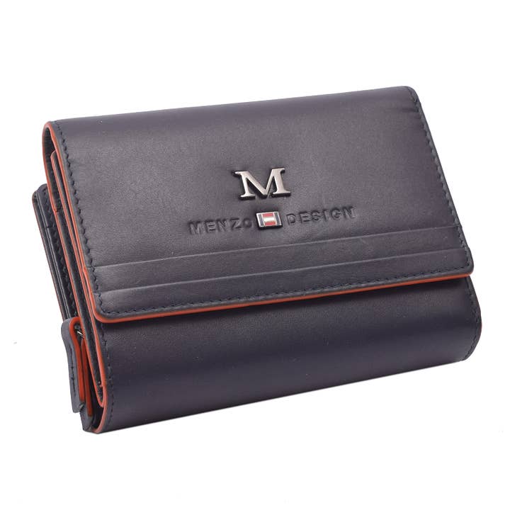 Menzo 7019 Damenbörse saison3 navy-orange / Nappaleder für den Großhandel von Menzo