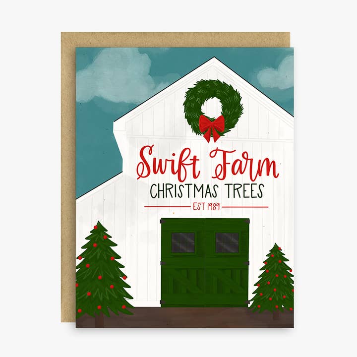 Swift Tree Farm – Cartolina di Natale Swiftie per la vendita all'ingrosso da parte di Little Lovelies Studio