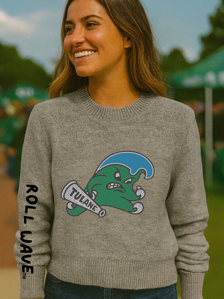 Sudadera gris con cuello redondo Tulane Rollwave para venta al por mayor de Moving Forward Designs