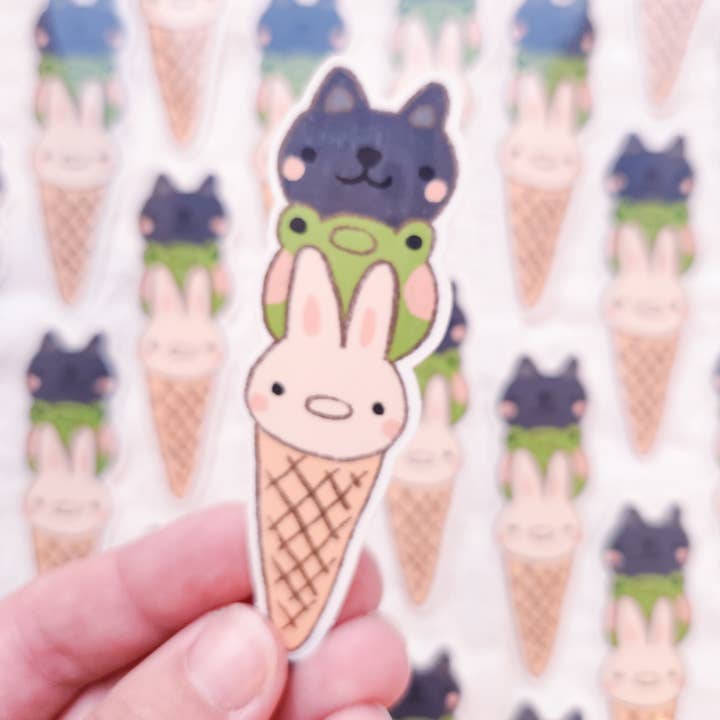 Bunny Colher de Gelado Adesivo Cortado em Mata por atacado de Full Bloom and Co.