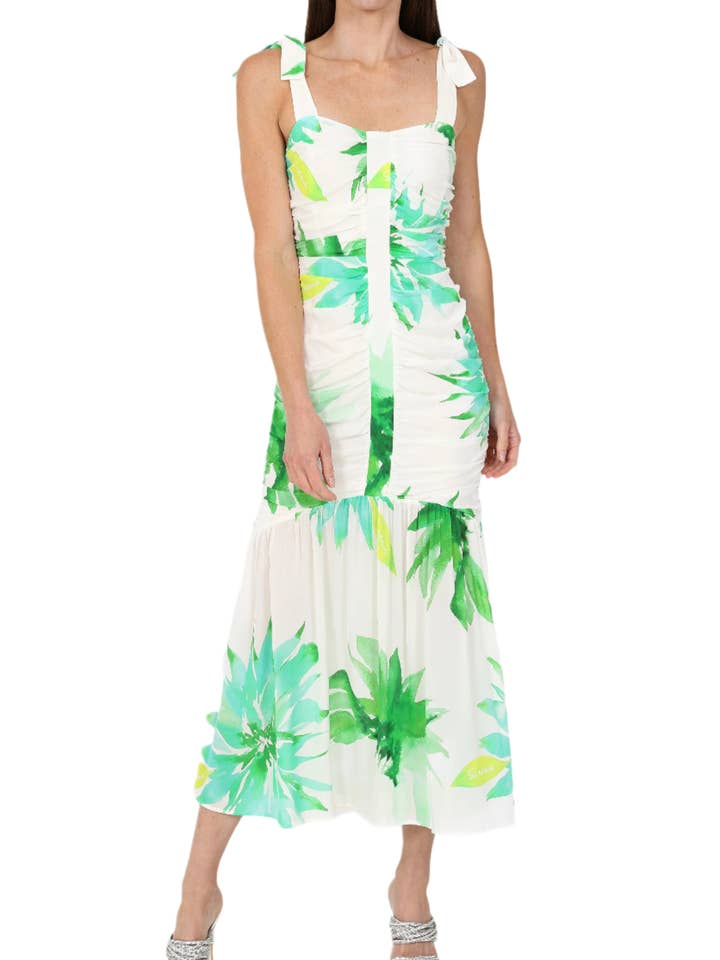 Poppy Dress Green Floral Print for wholesale by SIRENS