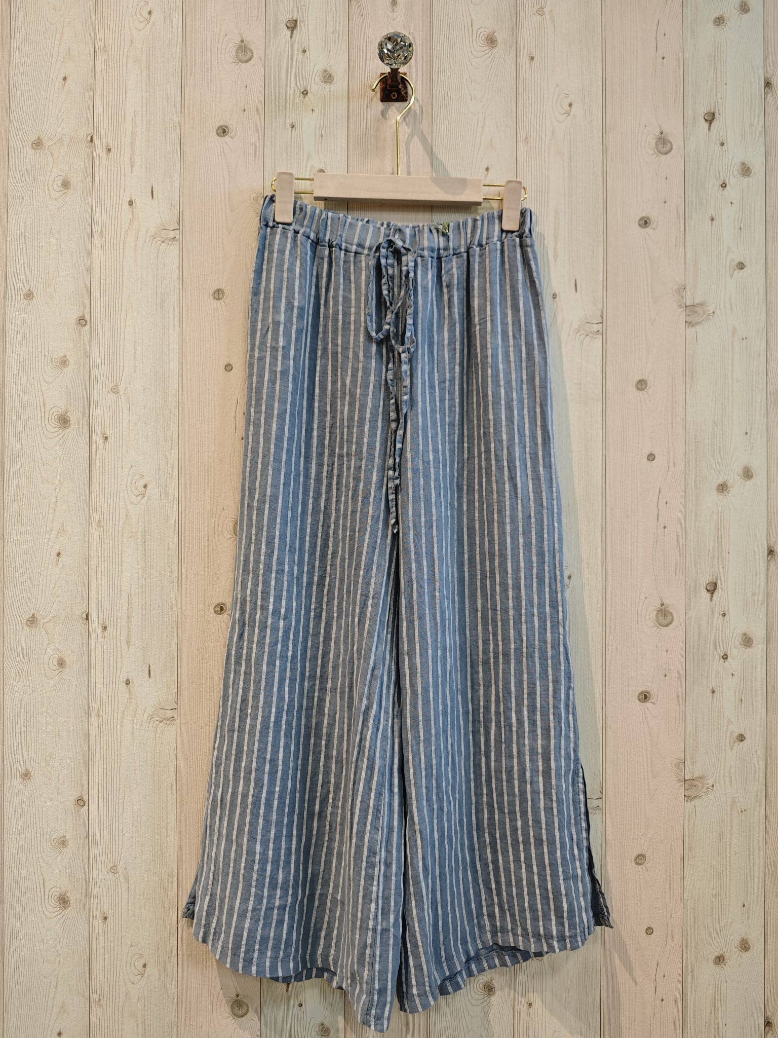 Linen & More – Großhandel Hose – Damen – REF 63801 Hose aus 100 % Leinen mit Streifen5