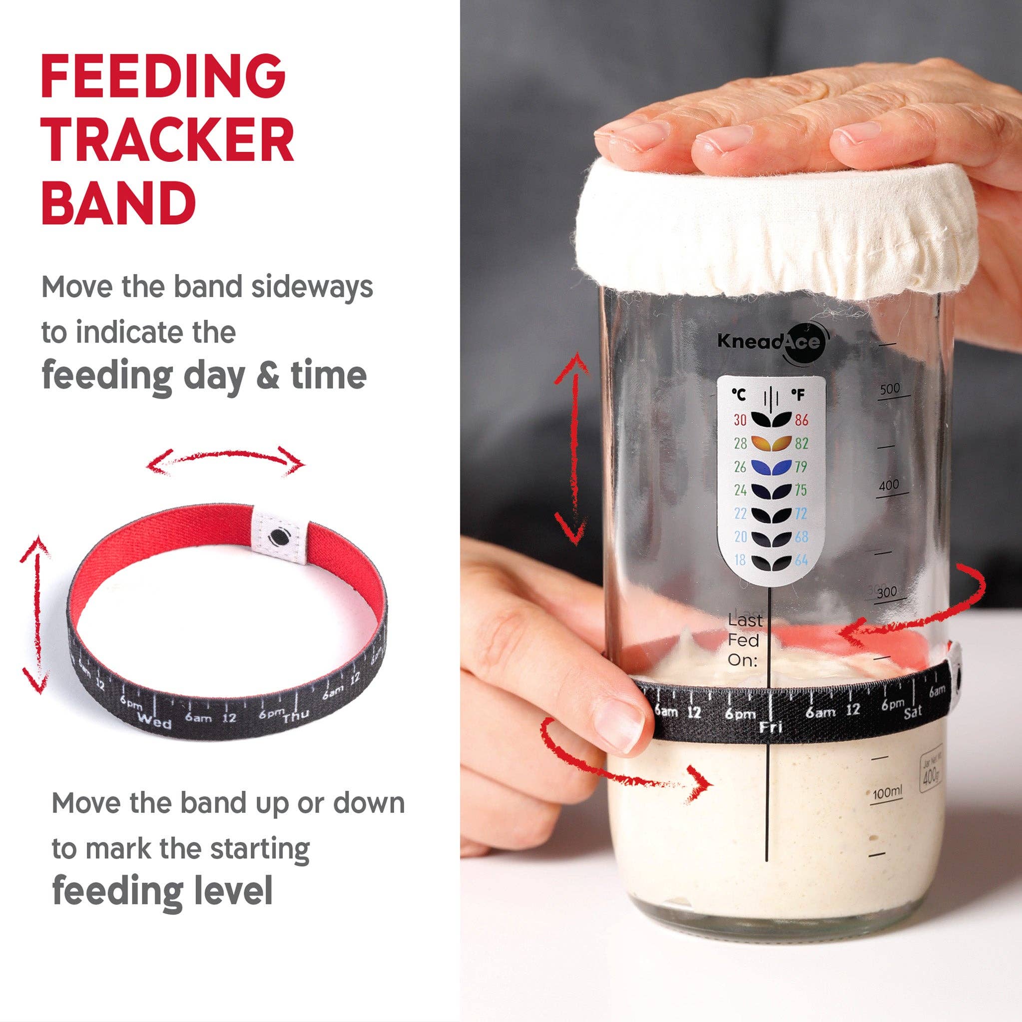 KneadAce – wholesale Kitchen tool/gadget – KneadAce Sourdough Kit: 24oz Jar, 2x Bannetons, Bread Lame5