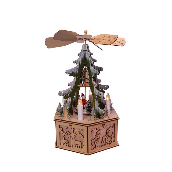 Kurt S. Adler, Inc. - Wholesale Christmas Decoration - 11"B/O MSCL LIT TREE SCENE+WINDMILL2