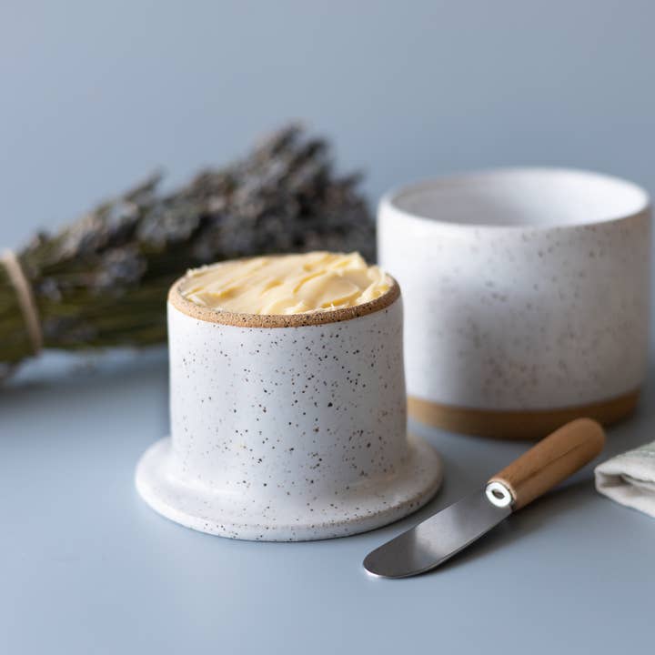 Camilla's Collection - Wholesale Butter Dish - Ceramic French Butter Crock | Speckled White | Handmade1