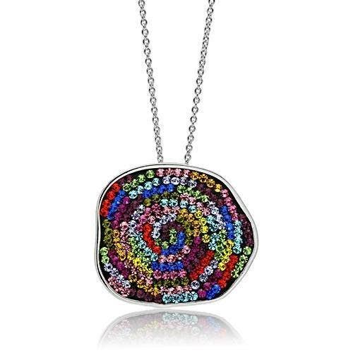 3W071 - Pendentif en laiton rhodié avec cristal de qualité supérieure en multicolore pour la vente par Alamode