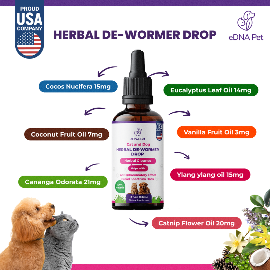 HARMONIFY – wholesale Pet supplement – Cat/dog – Dewormer Extract Drops for Dogs and Cats by eDNA Pet 2 Fl.Oz2