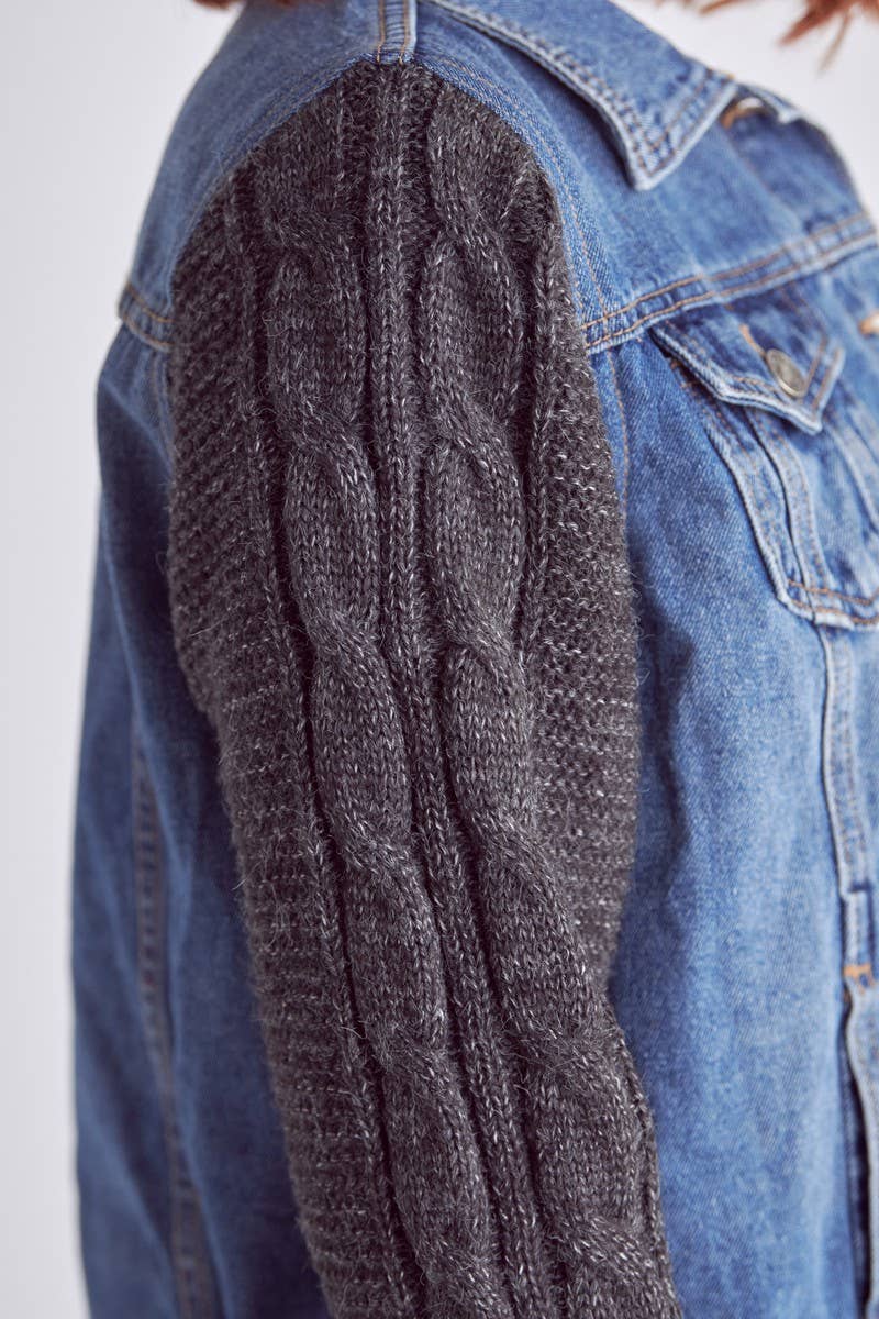 Nature Denim - Wholesale Spijkerjack/spijkerjas - Dames - Chique spijkerjack met sweatermouwen - NT1212MG voor dames6