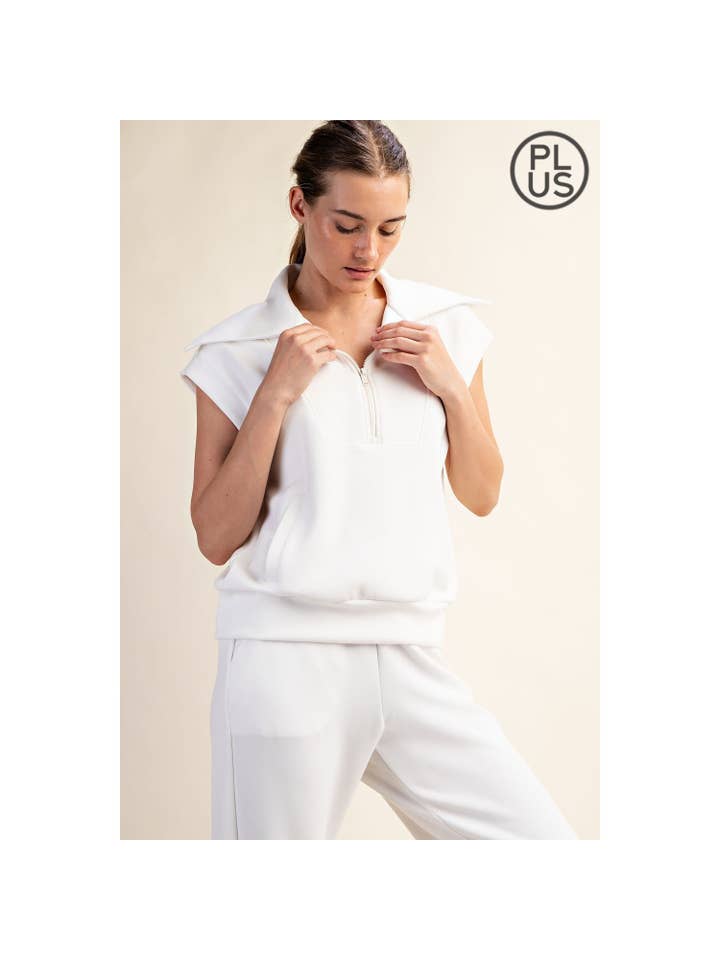 Rae Mode - Wholesale Athletic Top - Women's - PLUS SIZE MODAL SCUBA SHORT SLEEVE QUARTER ZIP TOP1