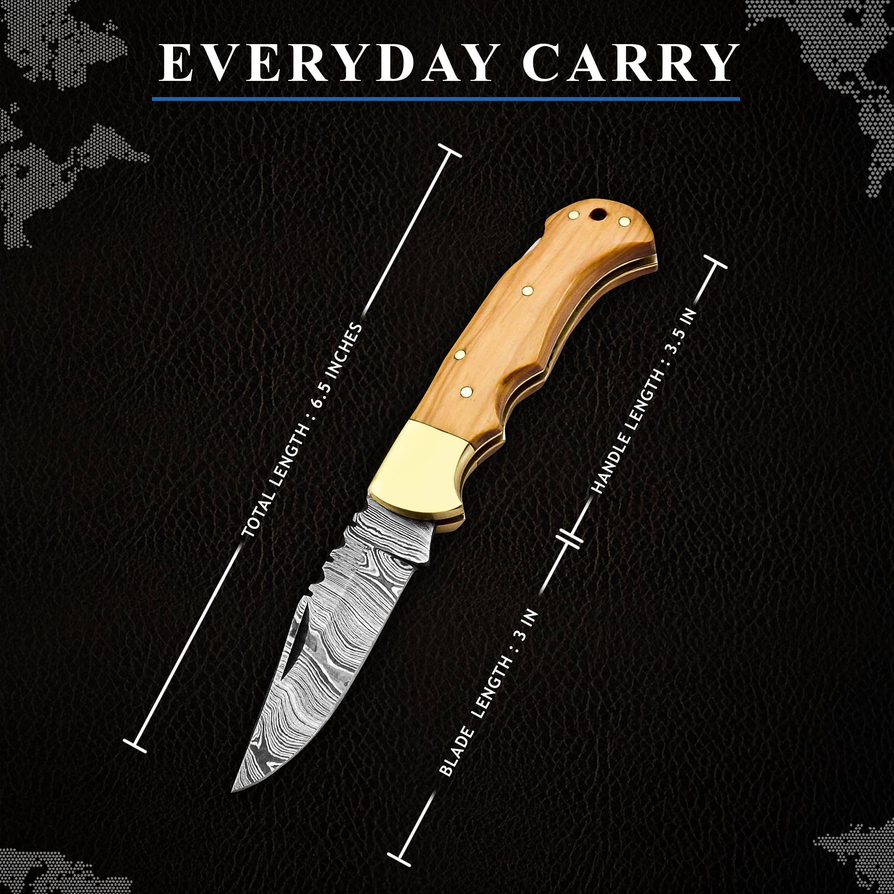 FH KNIVES - Wholesale Pocket Knife/Holder - 6.5' Handmade damascus folding knife, Pocket Knife1