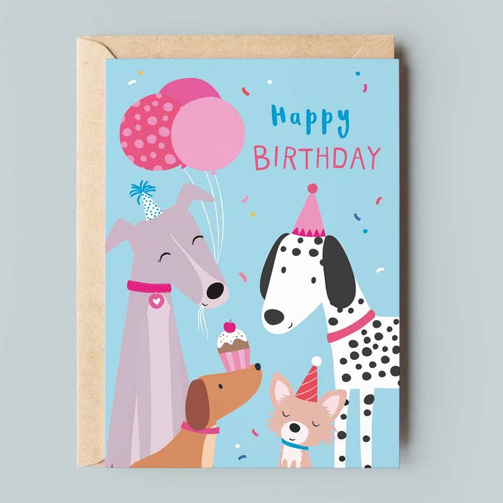 Happy Birthday Card | Party Dogs Girl Card for wholesale by Klara Hawkins
