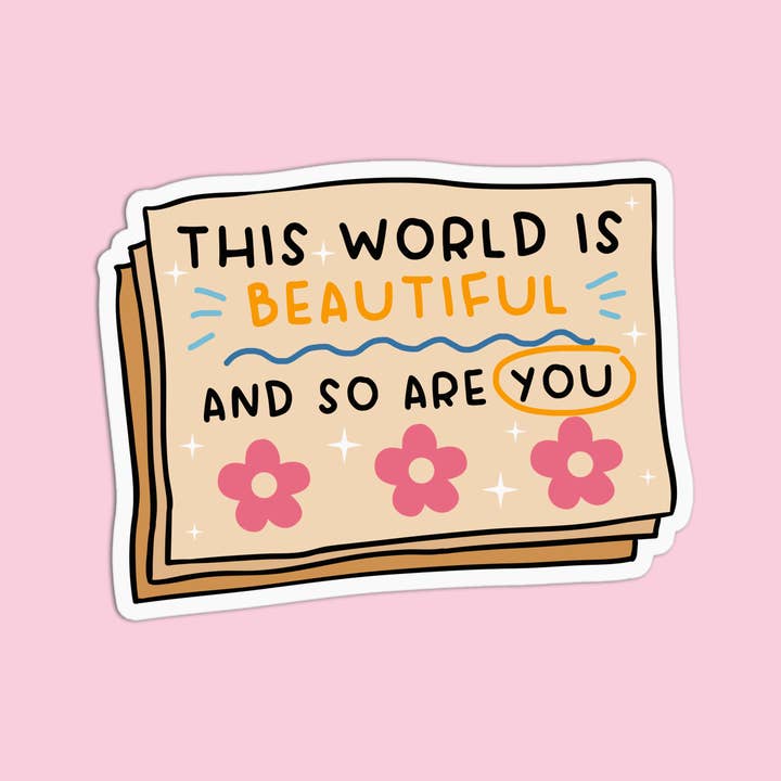 Girls Printing House - Wholesale Sticker - Quote This World is Beautiful Vinyl Textured Stickers1