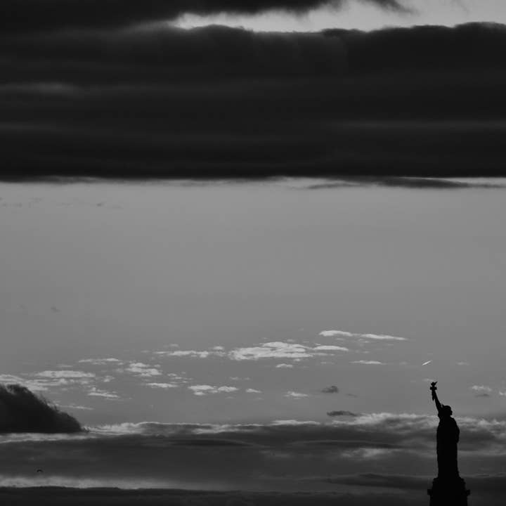 Photographie de New York en noir et blanc imprimée sur la Statue de la Liberté pour la vente par Mo & Paul Photography
