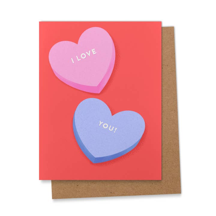 Conversation Hearts Valentine's Day Greeting Card for wholesale by Ana Peake
