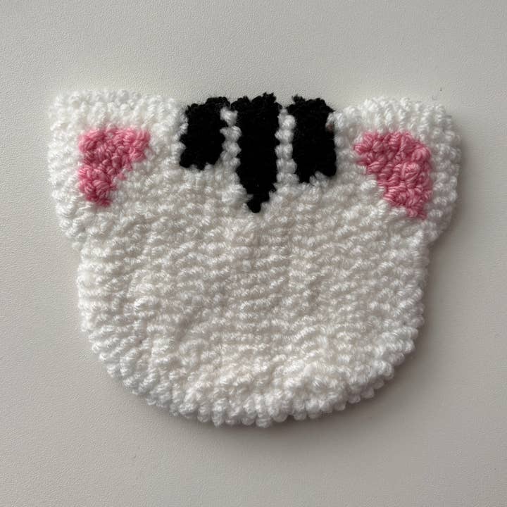 Sous-verre - Rayures Blanches - Tapis de Tasse en Aiguille à Punching Tufté à la Main pour la vente par The Wolfshop