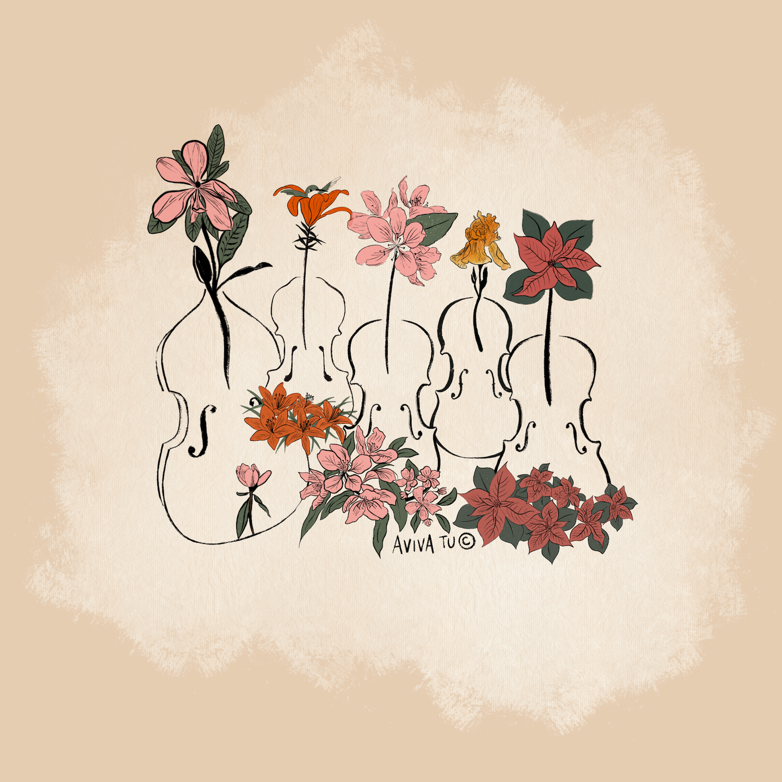 AVIVA TU LLC - Wholesale Sticker - Sticker-Botanical Music Instruments8