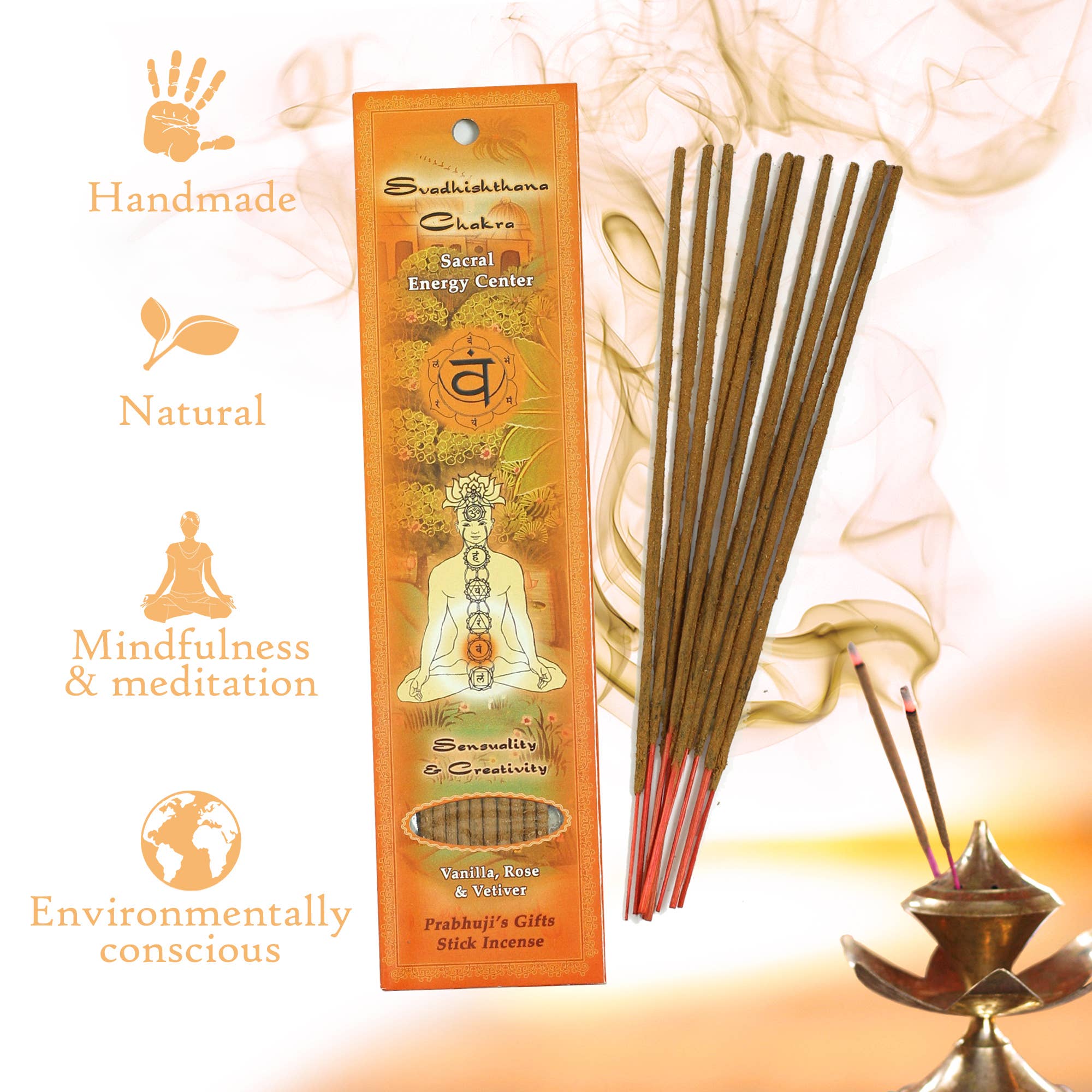 Prabhuji's Gifts - Wholesale Incense - Incense Sticks Sacral Chakra Svadhishtana - Sensuality and Creativity3
