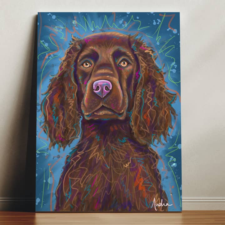 Impression sur toile de Boykin Spaniel - Peinture d'art pour animaux de compagnie pour la vente par Audra Style