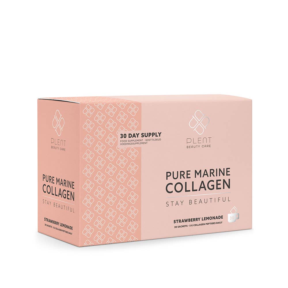 Plent Beauty Care - Wholesale Powdered Health Drink - PURE MARINE COLLAGEN +C - Strawberry Lemonade - 30 sachets6