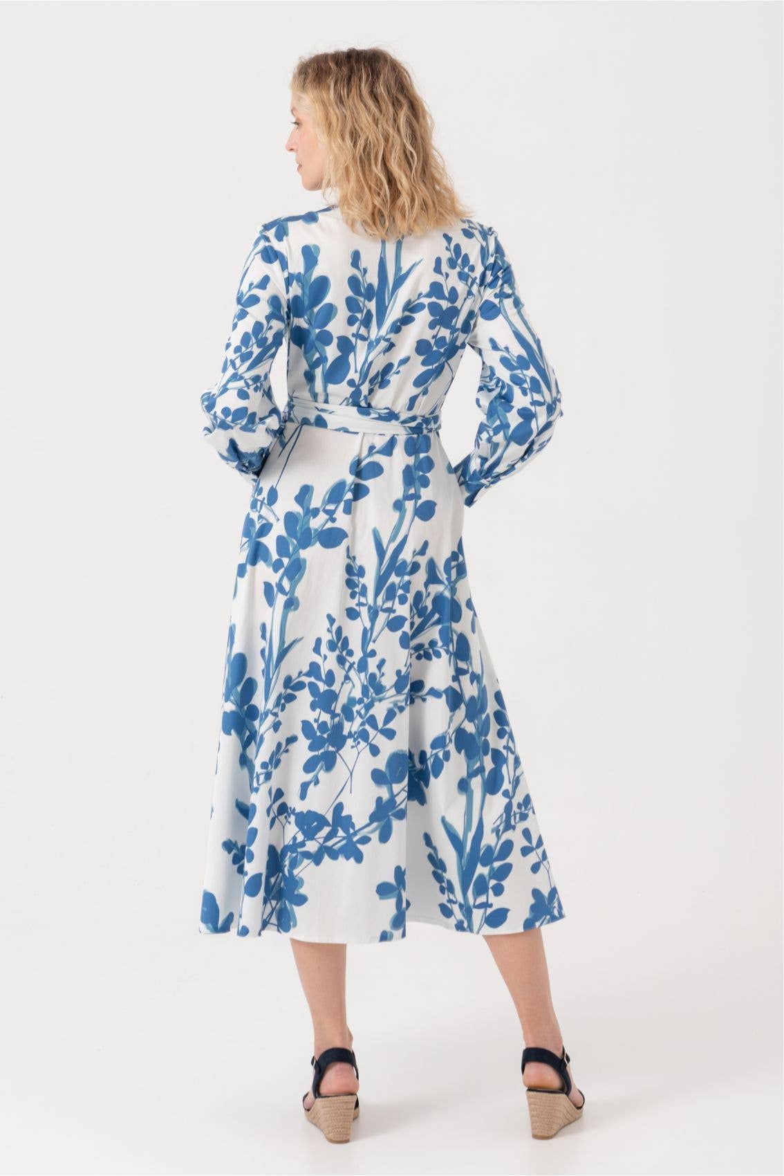 Marianna Déri GmbH - Wholesale Dress - Women's - Wrap dress with blue leaves4