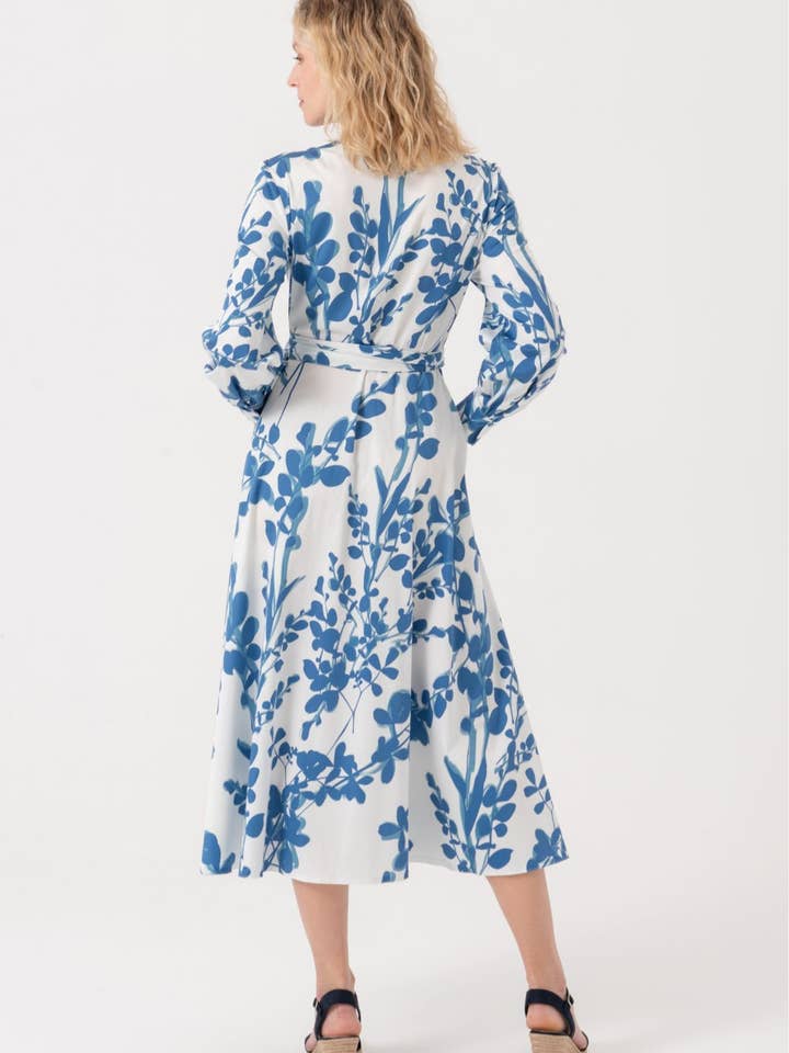 Marianna Déri GmbH - Wholesale Dress - Women's - Wrap dress with blue leaves4