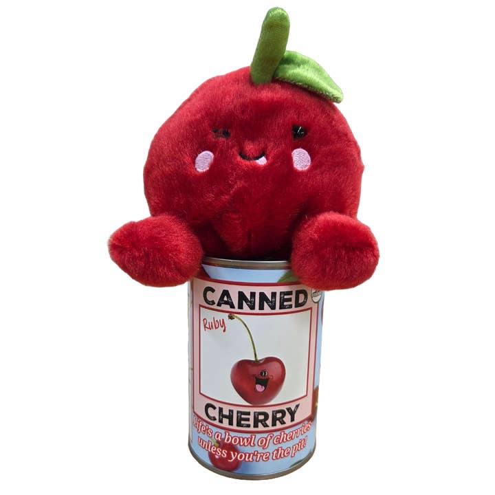 Canned Gifts – wholesale Gag gift/novelty gift – Ruby the Canned Cherry - Eco-Friendly Plush in Can w/Jokes3
