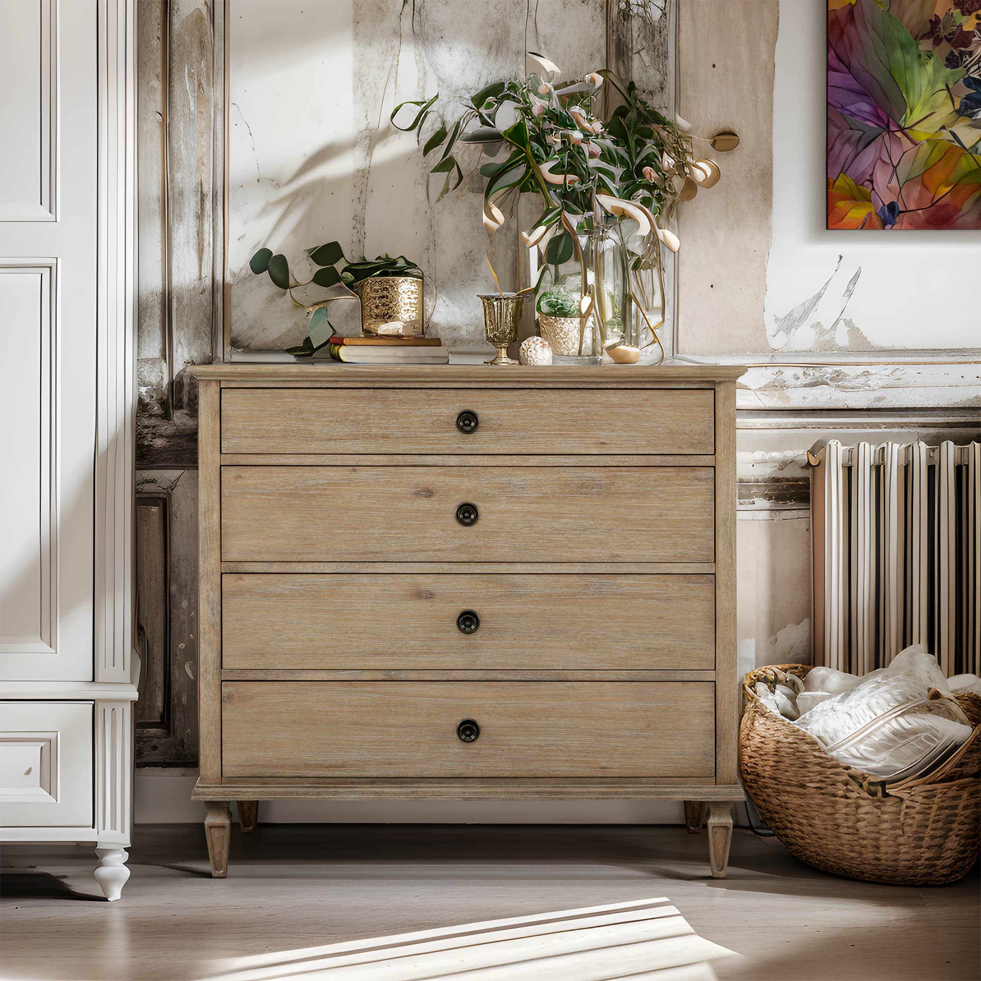 Olliix - Wholesale Cabinet - European Country Style Farmhouse 4-Drawer Dresser *