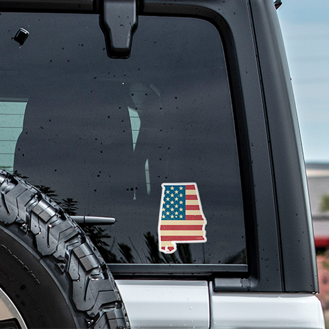 CJ's Sticker Shop - Wholesale Sticker - Alabama American Flag Sticker Vinyl Decal3