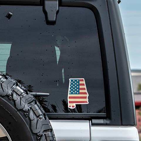 CJ's Sticker Shop - Wholesale Sticker - Alabama American Flag Sticker Vinyl Decal3