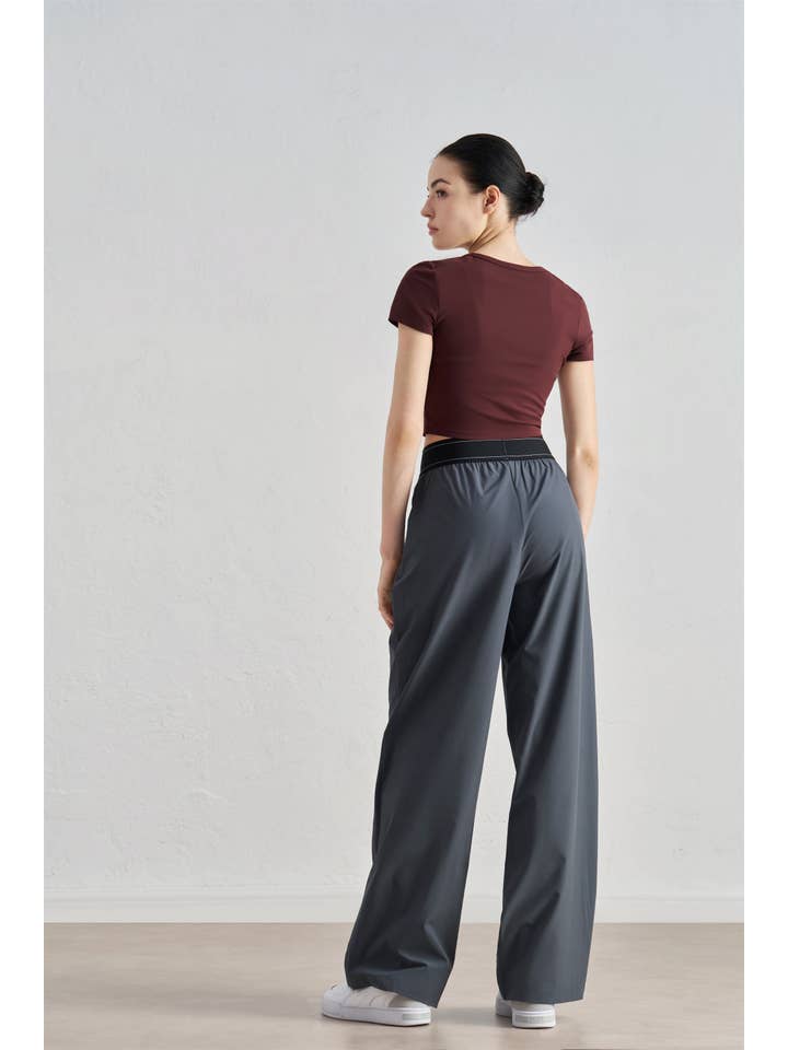 91thelabel - Wholesale Athletic Pants - Women's - Blair Contrast Waistband Ultra Relaxed Wide-Leg Active Pant2