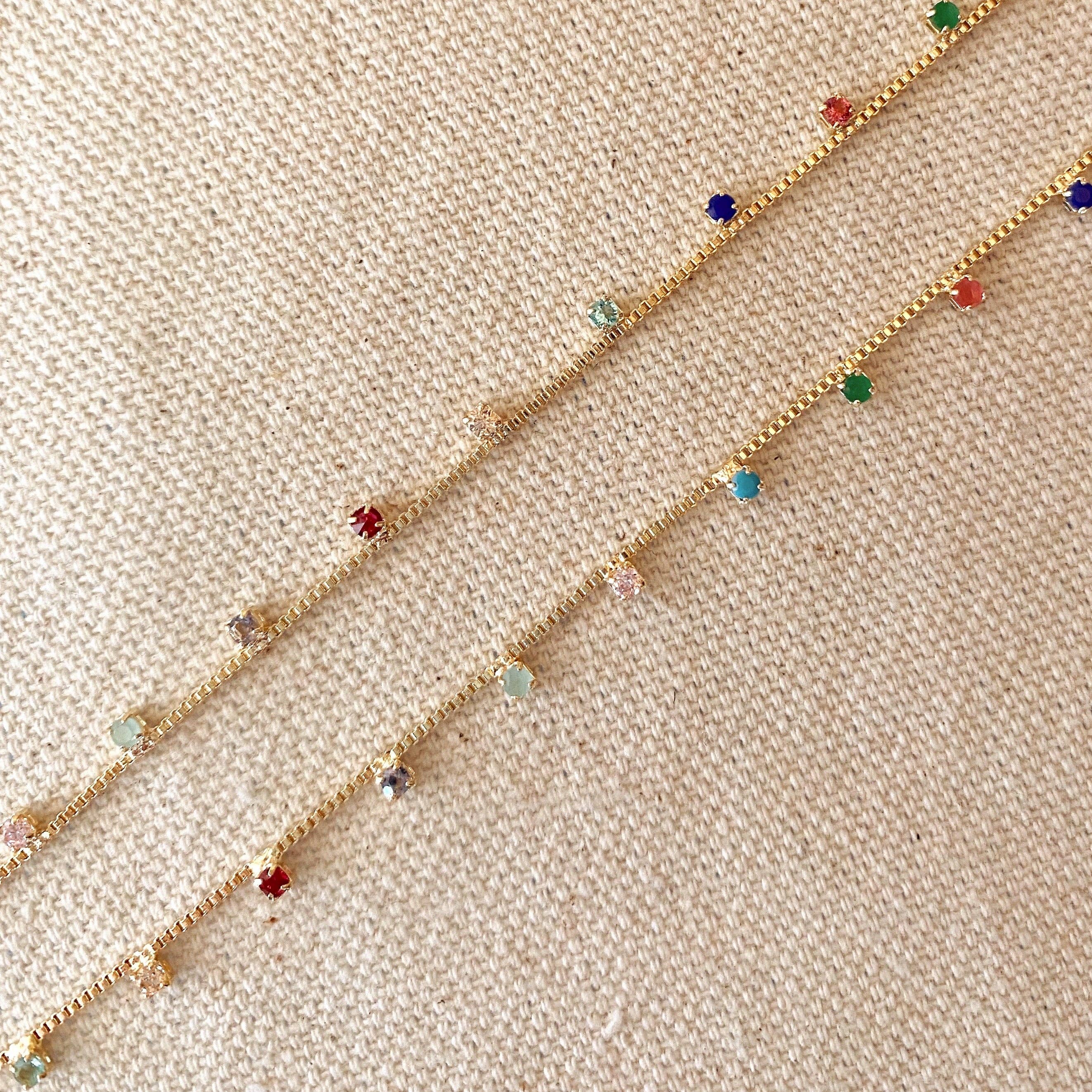 GoldFi – wholesale Pendant/charm necklace – 18k Gold Filled Micro Cubic Zirconia Colored Stones Necklace2