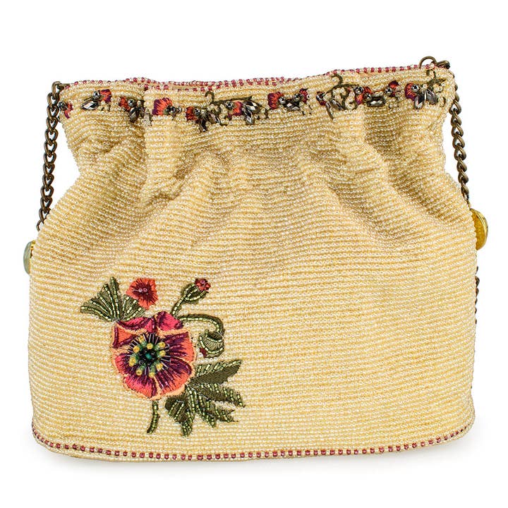 Mary Frances Accessories - Wholesale Crossbody Bag - Women's - In the Wild Mini Beaded Bucket Flowers Crossbody Handbag