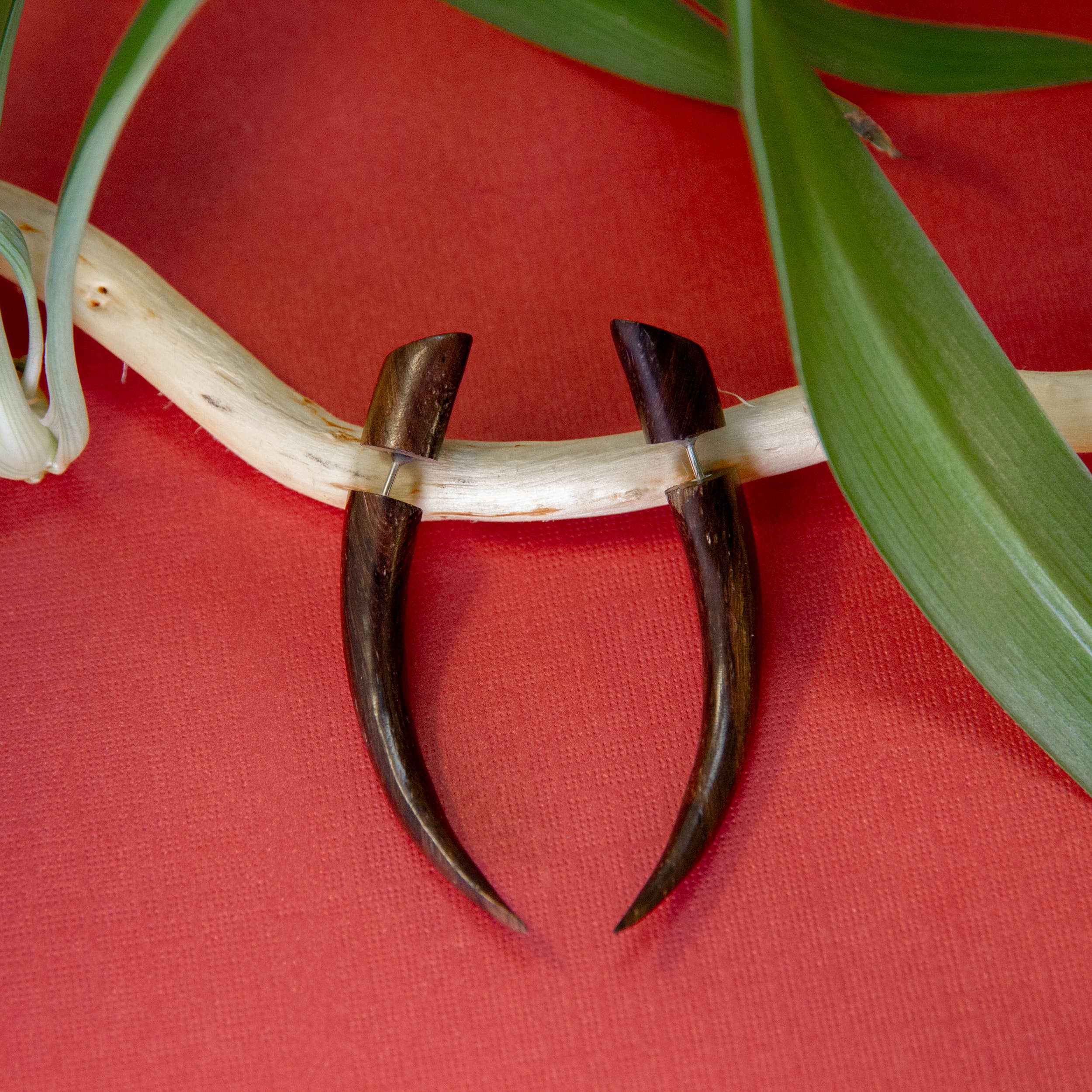 Ajmer by Jodi - Wholesale Dangle Earrings - Small Wood Spike Faux Gauges ~ fake gauge earrings8