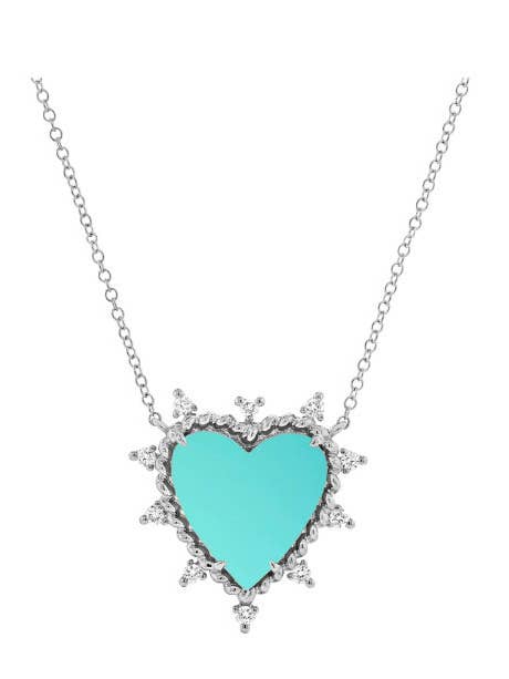 Twisted Turquoise Heart Necklace Silver for wholesale by ALEXIS DAOUD JEWELRY