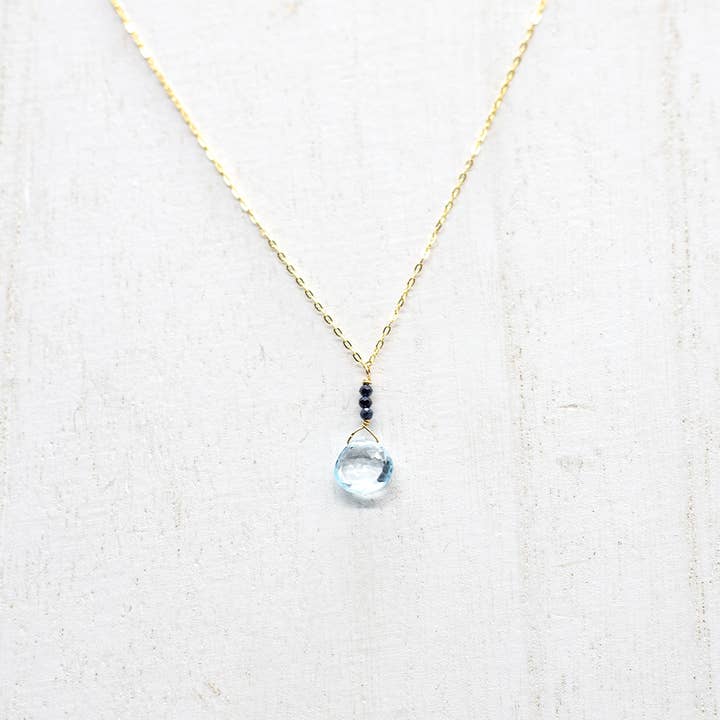 Susan Roberts Jewelry - Wholesale Jewelry Set - Aquamarine & Sapphire Gold Raindrop Set3