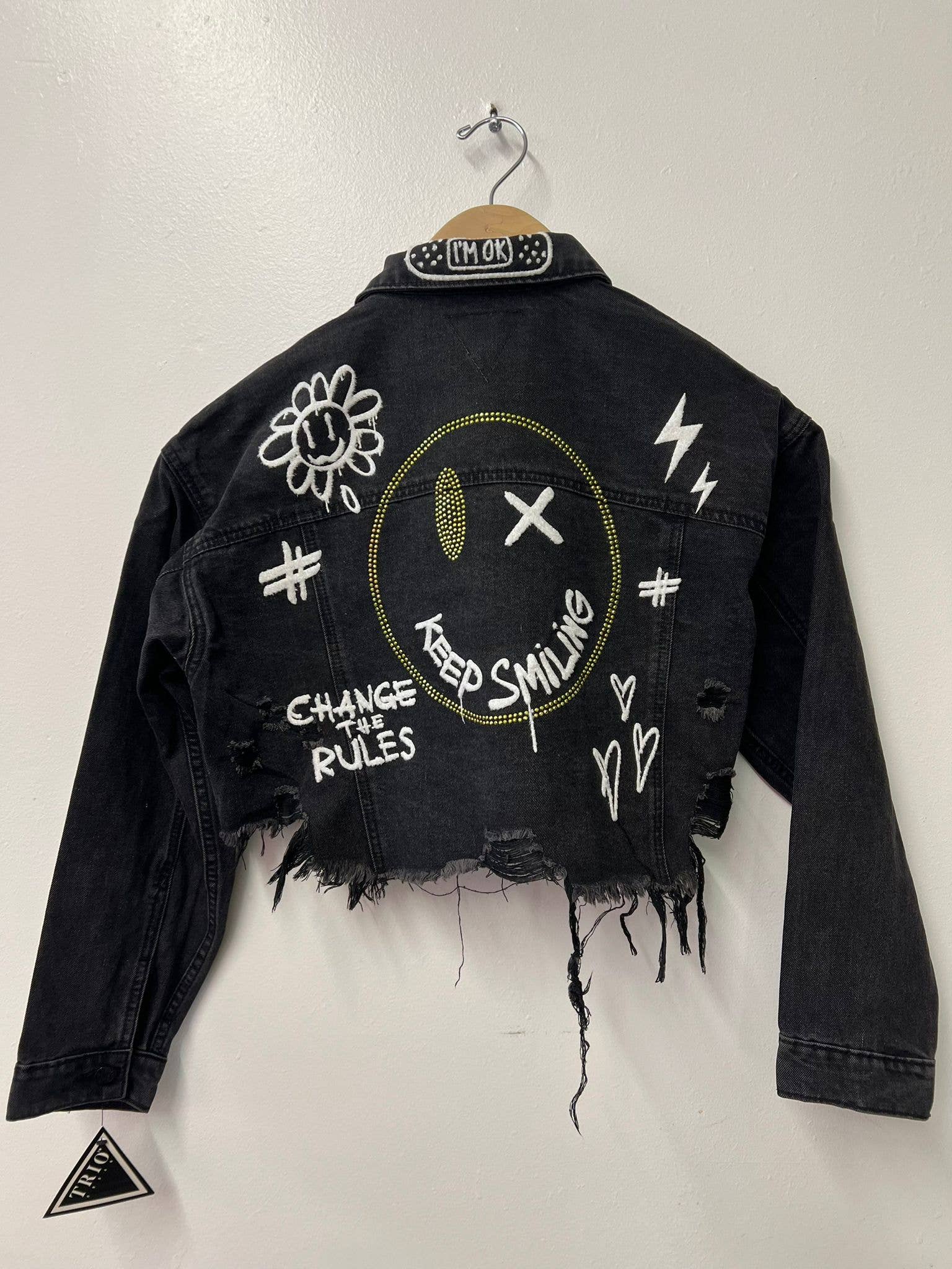 Trio Urban - Vente Veste en jean – femme - Veste en jean à strass Keep Smiling9