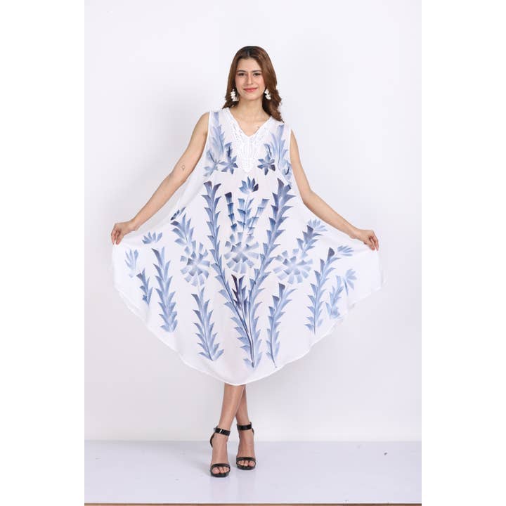 White Rayon Umbrella Dress For Women - Lightweight, Summer for wholesale by Le Styles