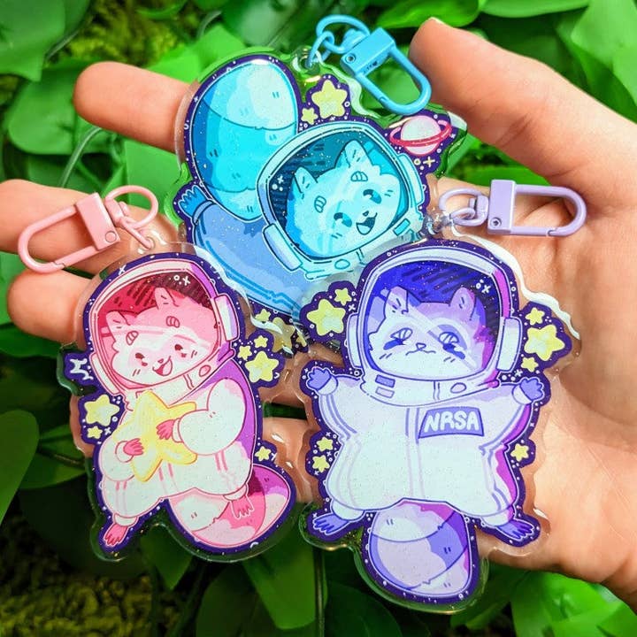 Milky Tomato - Wholesale Keychain - Women's - Space Raccoons Sparkly Keychains!