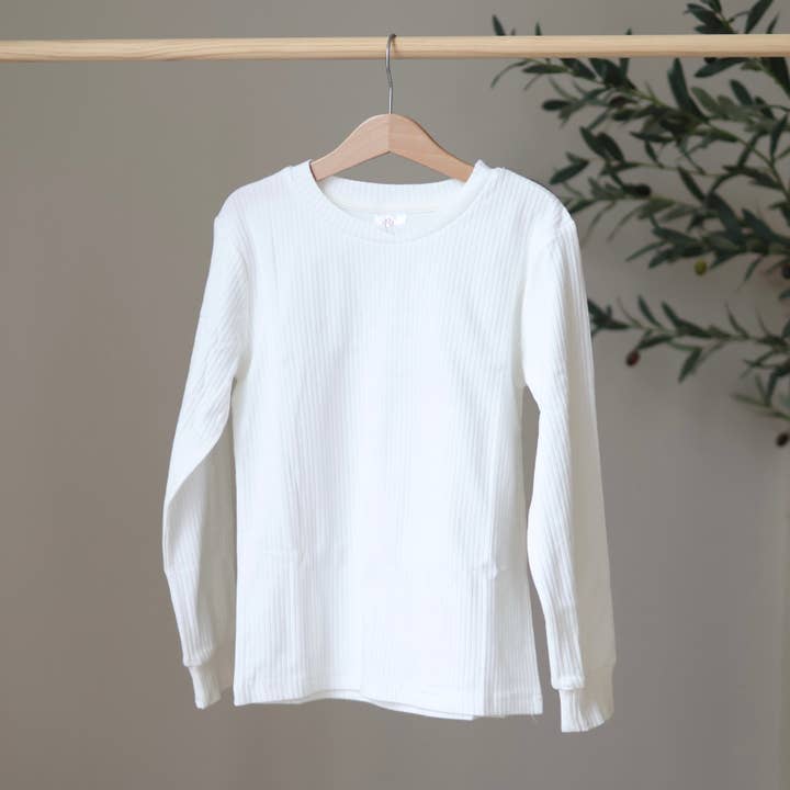 Ecru Geribbelde Top voor wholesale door Belle + Bea Basics