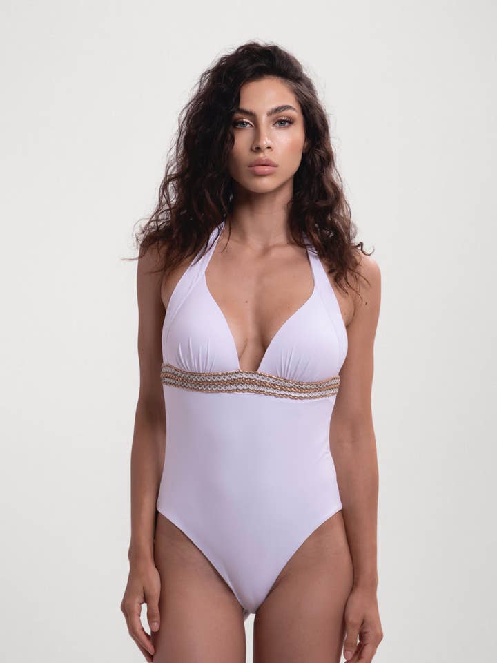Maillot de bain push-up Hera en blanc pour la vente par Flavia Valentini