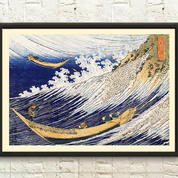 Hokusai Ocean Waves Kunsttryk - Japansk Ukiyo-e Dekoration for engroshandel hos Vintage Wall Graphics